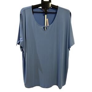 NWT cj Banks Blue Short Sleeved Blouse Women's size 3XL